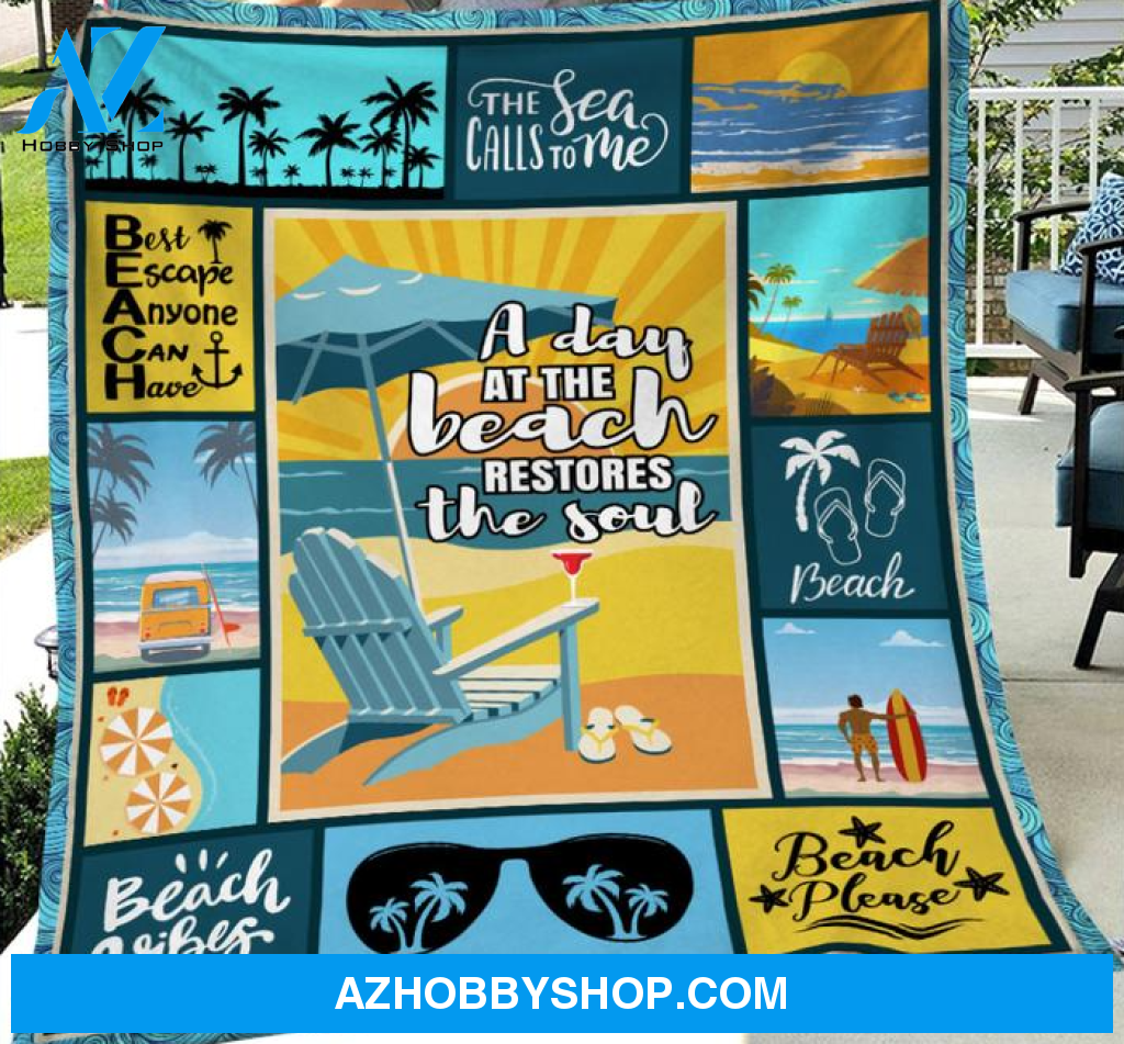 A Day At Beach Blanket Gift For Beach Lovers Birthday Gift Home Decor Bedding Couch Sofa Soft and Comfy Cozy