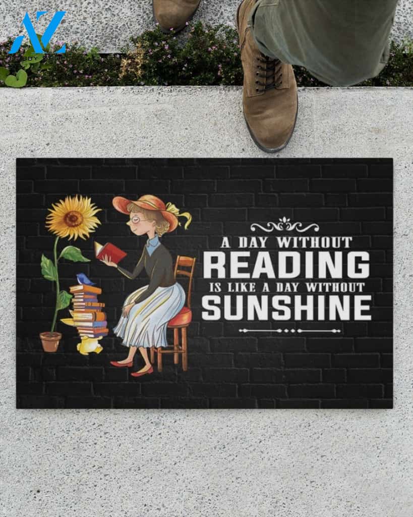 Personalized Name Family House A Day Without Reading Is Like A Day Without Sunshine Doormat Welcome Mat Housewarming Gift Home Decor Funny Doormat Gift For Book Lovers