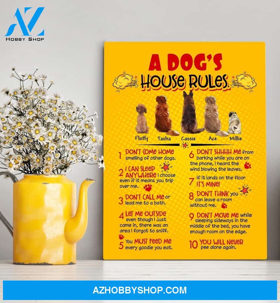 A Dog's House Rules Canvas Wall Art, Wall Decor Visual Art
