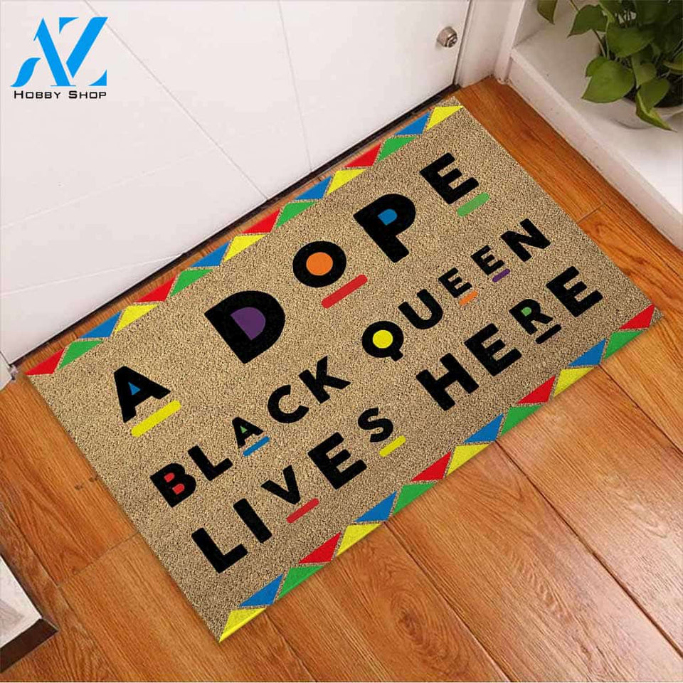 A Dope Black Queen - African American Coir Pattern Print Doormat