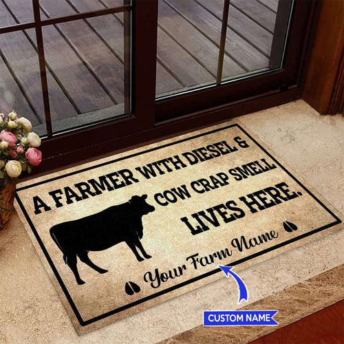 A Farmer With Diesel And Cow Crap Personalized Custom Name Doormat Welcome Mat
