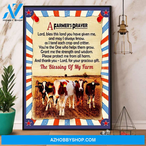 A Farmer’S Prayer Cow Canvas And Poster, Wall Decor Visual Art