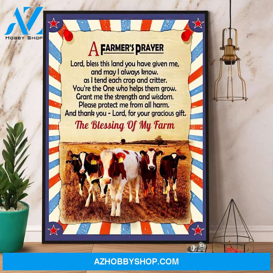 A Farmer’S Prayer Cow Canvas And Poster, Wall Decor Visual Art