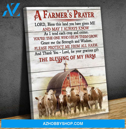 A Farmer's Prayer Cow Premium Canvas Wall Art, Wall Decor Visual Art
