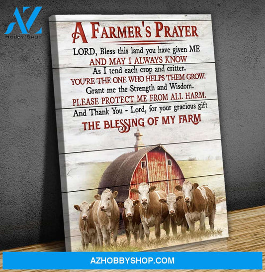A Farmer's Prayer Cow Premium Canvas Wall Art, Wall Decor Visual Art