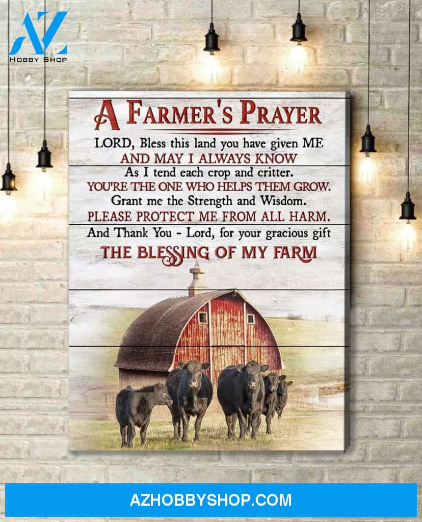 A Farmer'S Prayer Cow Wall Art Canvas, Wall Decor Visual Art
