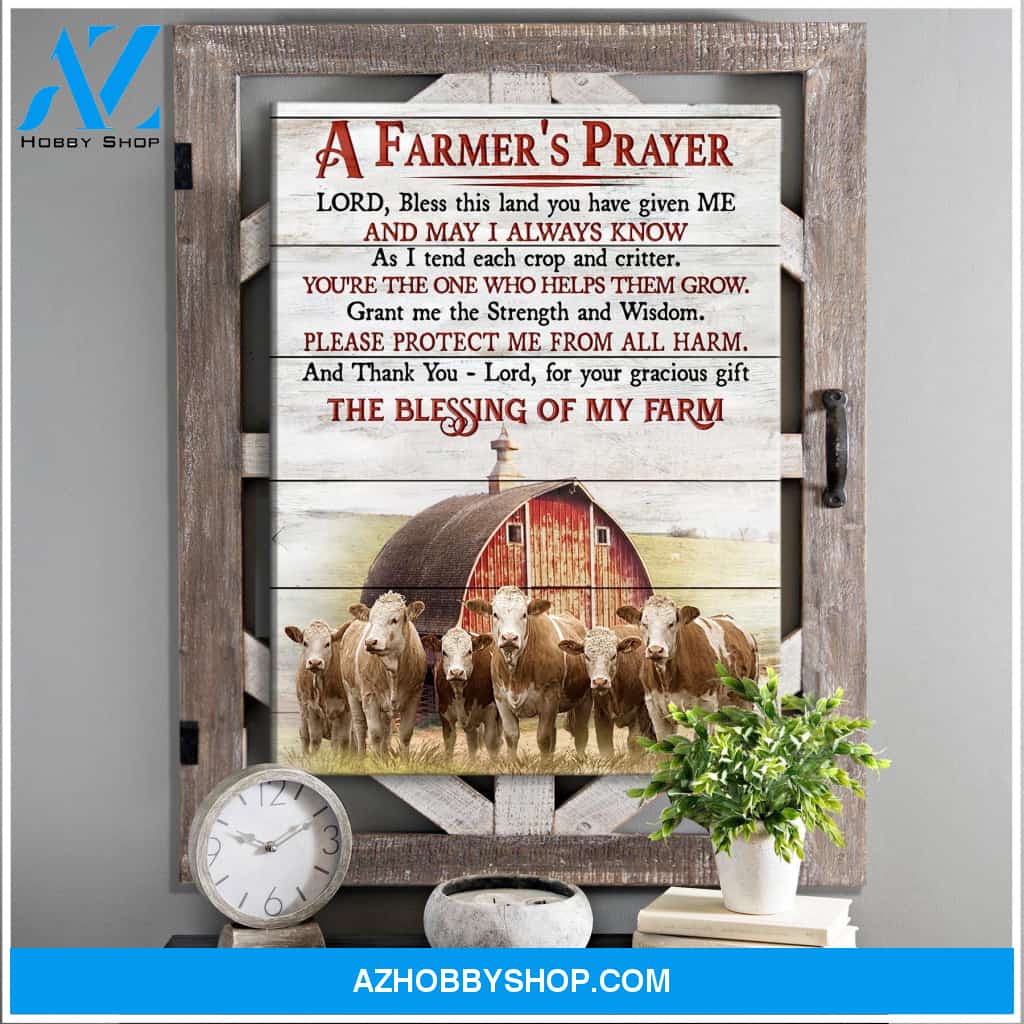 A Farmer's Prayer Semmental Cattle Wall Art Canvas, Wall Decor Visual Art