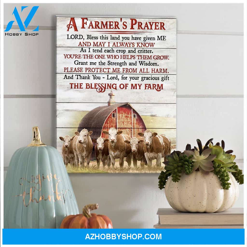 A Farmer's Prayer Semmental Cattle Wall Art Canvas, Wall Decor Visual Art