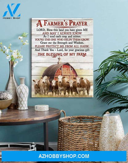 A Farmer's Prayer Semmental Cattle Wall Art Canvas, Wall Decor Visual Art