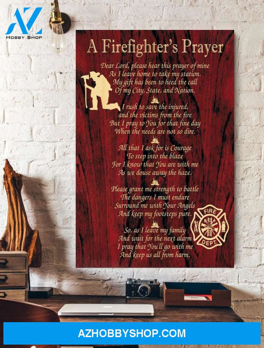 A Firefighter's Prayer Vertical Canvas Wall Art Gift Family
