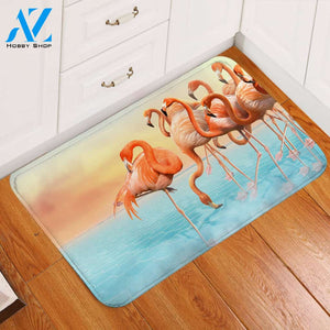 A Flamboyant Of Flamingo Door Mat