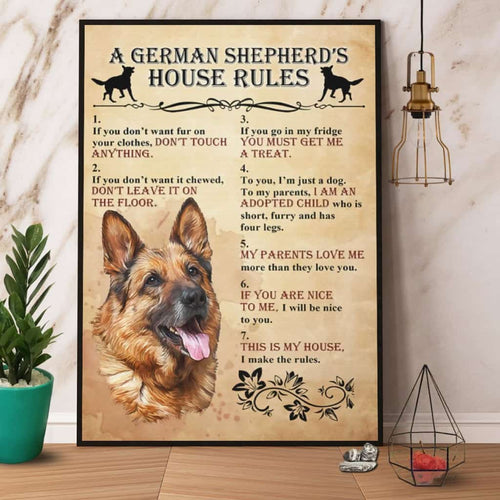 A German Shepherd'S House Rules Paper Poster No Frame Matte Canvas Wall Decor