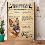 A German Shepherd'S House Rules Paper Poster No Frame Matte Canvas Wall Decor