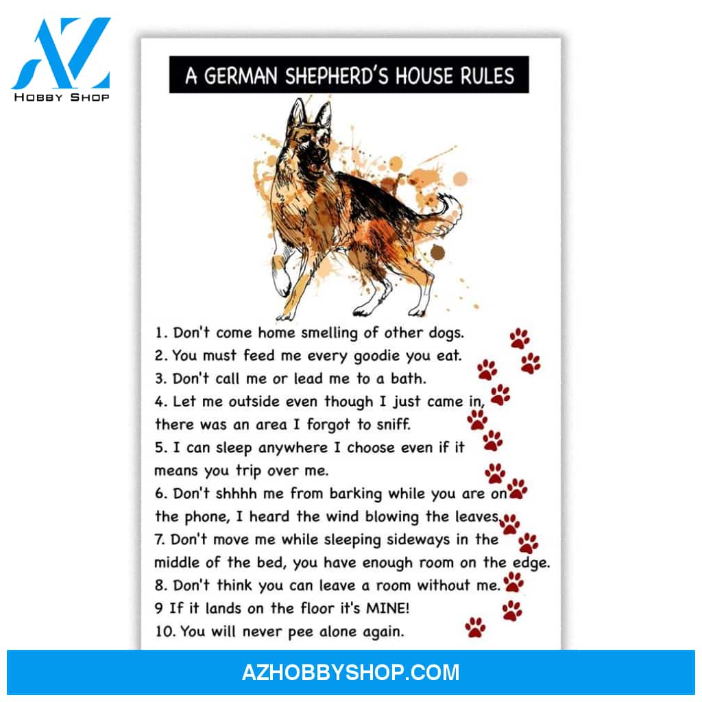 A German Shepherd's house rules poster for dog lovers - GST