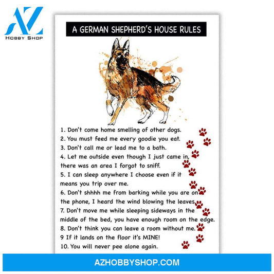 A German Shepherd's house rules poster for dog lovers - GST