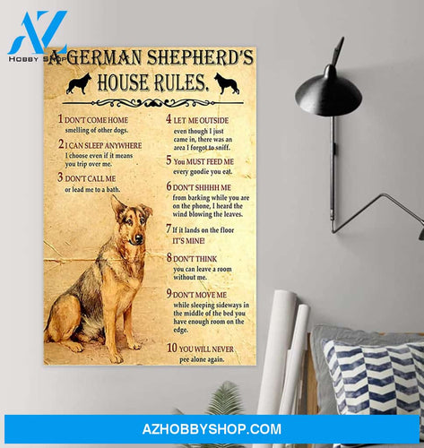 A German Shepherd'S House Rules Poster Vintage Poster House Rules Decoration Poster Wall Decor