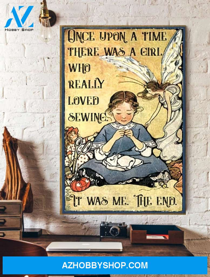 A Girl Loved Sewing Canvas And Poster, Wall Decor Visual Art