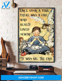 A Girl Loved Sewing Canvas And Poster, Wall Decor Visual Art