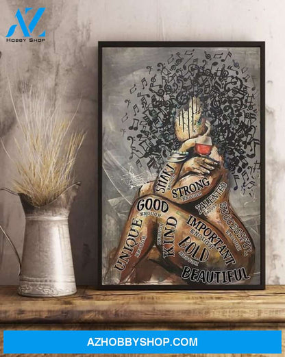 A GIRL MUSIC AND WINE CANVAS
