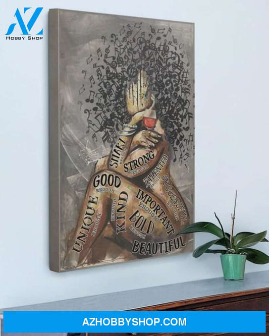 A GIRL MUSIC AND WINE CANVAS