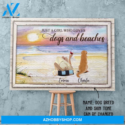 A Girl Who Loves Dogs And Beaches - Personalized Custom Canvas