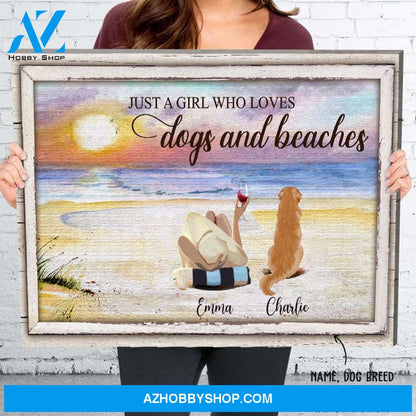 A Girl Who Loves Dogs And Beaches - Personalized Custom Canvas