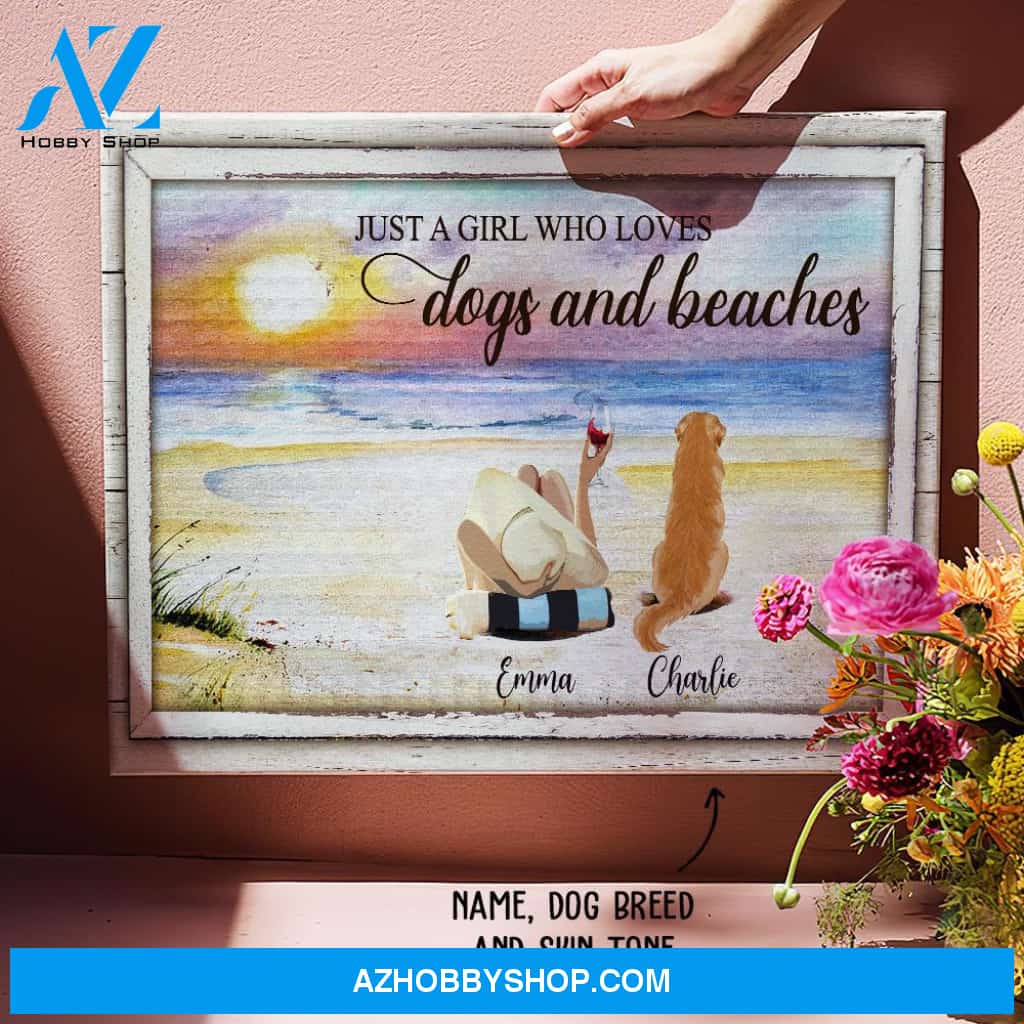A Girl Who Loves Dogs And Beaches - Personalized Custom Canvas
