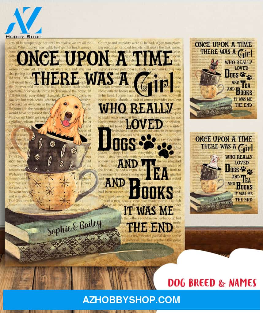 A Girl Who Loves Dogs and Tea and Books - Personalized Custom Canvas