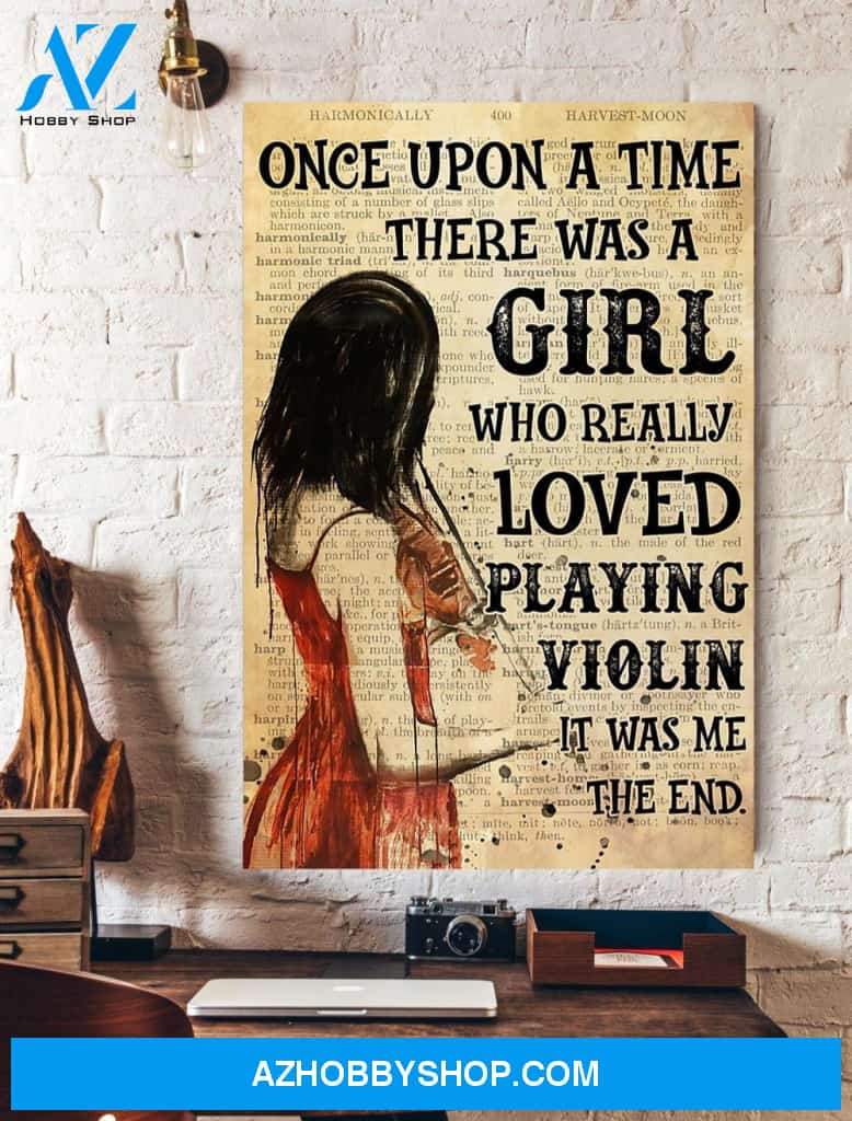A Girl Who Really Loved Playing Violin Framed Canvas Wall Art Unique Gifts