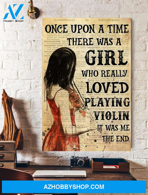 A Girl Who Really Loved Playing Violin Framed Canvas Wall Art Unique Gifts