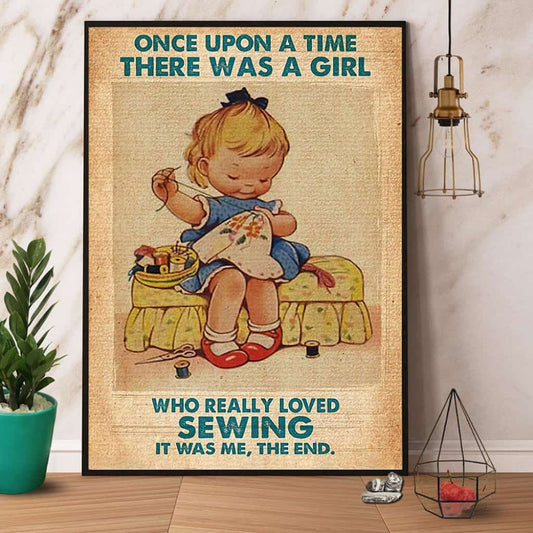 A Girl Who Really Loved Sewing Paper Poster No Frame Matte Canvas Wall Decor
