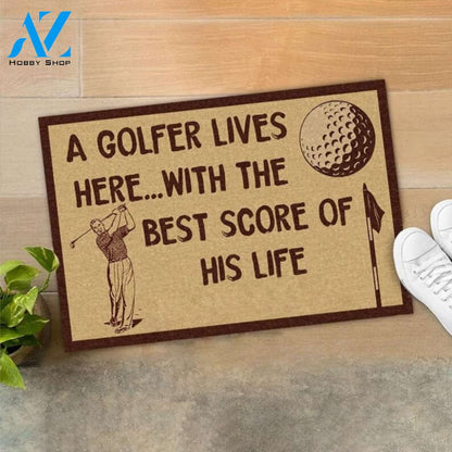 A Golfer Lives Here Sports Doormat Indoor And Outdoor Mat Entrance Rug Sweet Home Decor Housewarming Gift Gift For Golfers Friend Family Golf Lovers