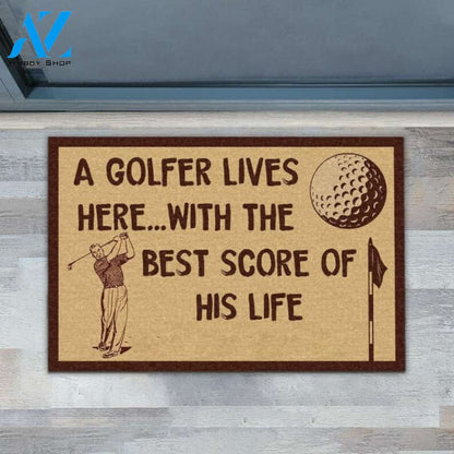 A Golfer Lives Here Sports Doormat Indoor And Outdoor Mat Entrance Rug Sweet Home Decor Housewarming Gift Gift For Golfers Friend Family Golf Lovers