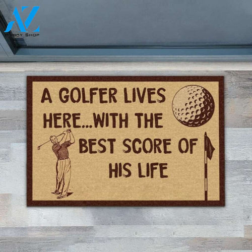 A Golfer Lives Here Sports Doormat Indoor And Outdoor Mat Entrance Rug Sweet Home Decor Housewarming Gift Gift For Golfers Friend Family Golf Lovers