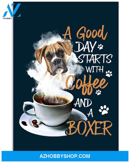 A good day starts with coffee and a boxer poster