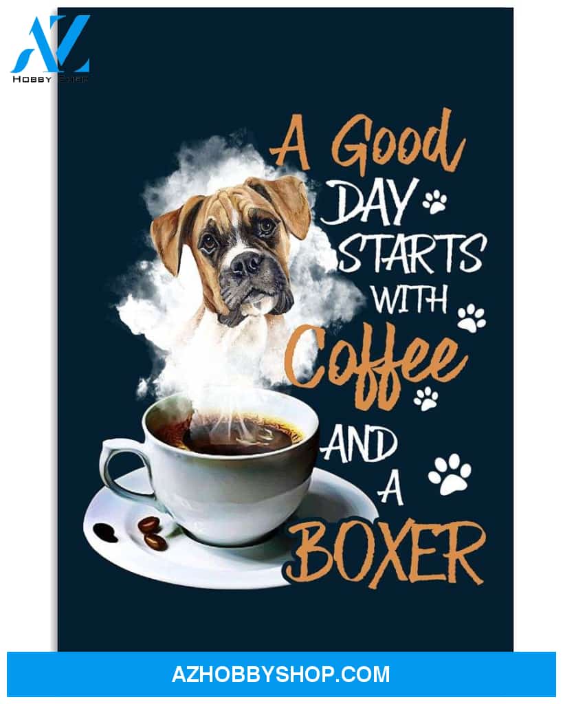 A good day starts with coffee and a boxer poster