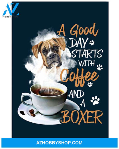 A good day starts with coffee and a boxer poster