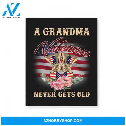 A Grandma Veteran Never Gets Old Us Flag Gift For Veteran Women Matte Canvas