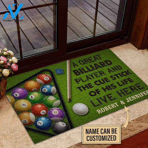 A Great Billiard Player And The Cue Stick Of His Life Live Here Custom Doormat | Welcome Mat | House Warming Gift