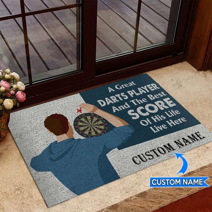 A Great Darts Player Live Here Personalized Custom Name Doormat Welcome Mat