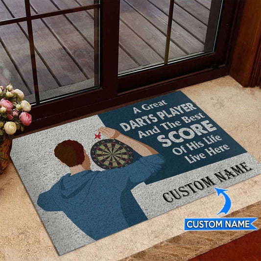 A Great Darts Player Live Here Personalized Custom Name Doormat Welcome Mat