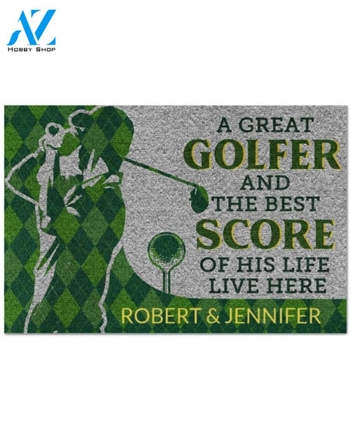 A great golfer and the best score of his life live here personalized doormat