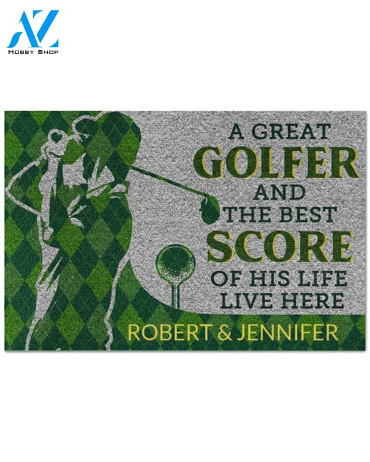 A great golfer and the best score of his life live here personalized doormat