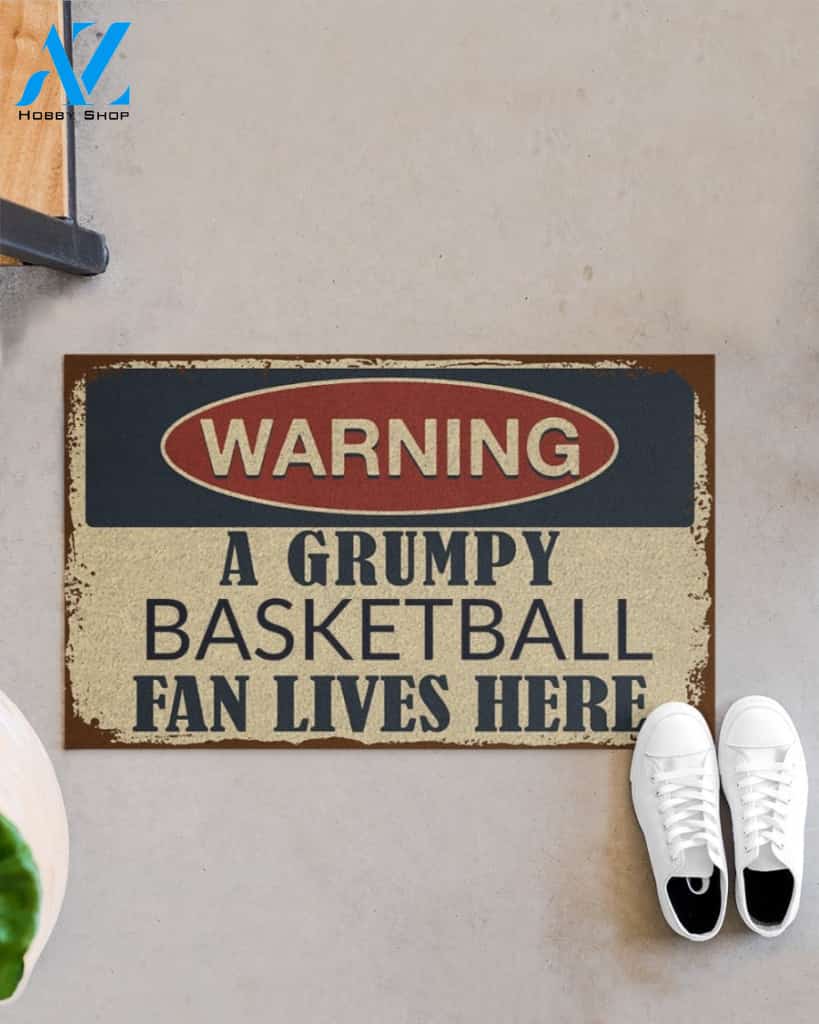 A Grumpy Basketball Fan Lives Here Funny Doormat Gift For Basketball Lovers Birthday Gift Home Decor Warm House Gift Welcome Mat