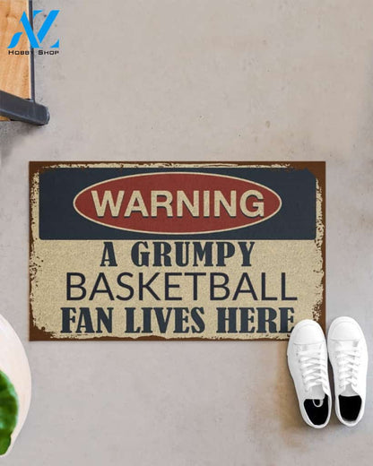 A Grumpy Basketball Fan Lives Here Funny Doormat Gift For Basketball Lovers Birthday Gift Home Decor Warm House Gift Welcome Mat