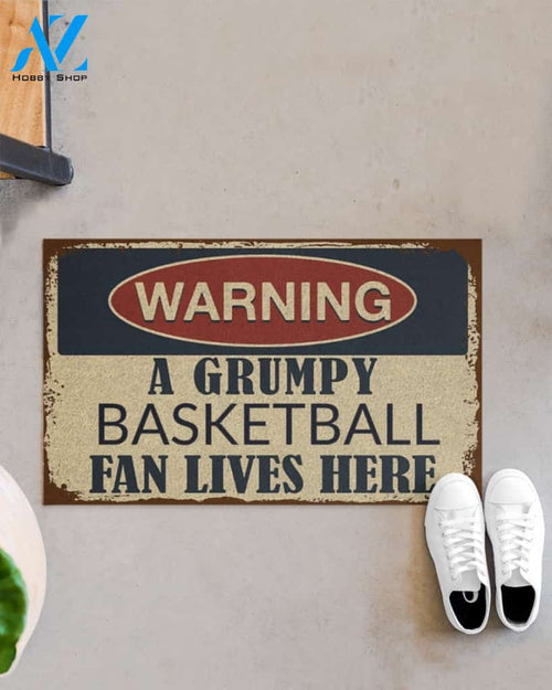 A Grumpy Basketball Fan Lives Here Funny Doormat Gift For Basketball Lovers Birthday Gift Home Decor Warm House Gift Welcome Mat
