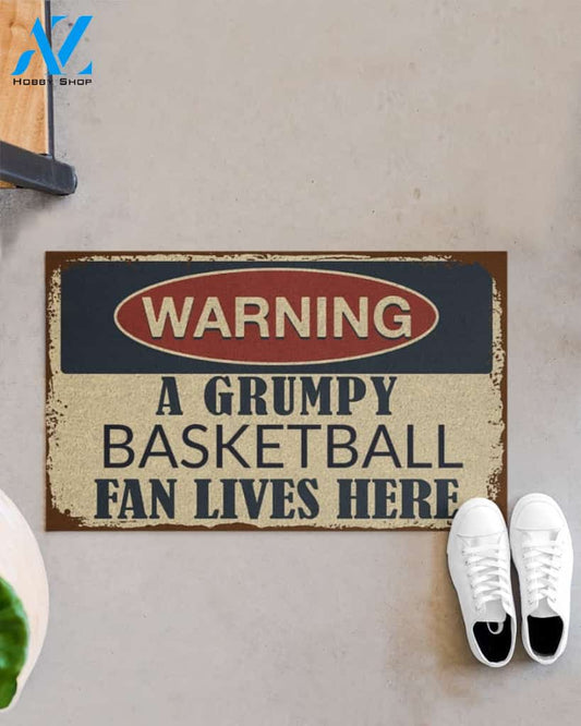 A Grumpy Basketball Fan Lives Here Funny Doormat Gift For Basketball Lovers Birthday Gift Home Decor Warm House Gift Welcome Mat