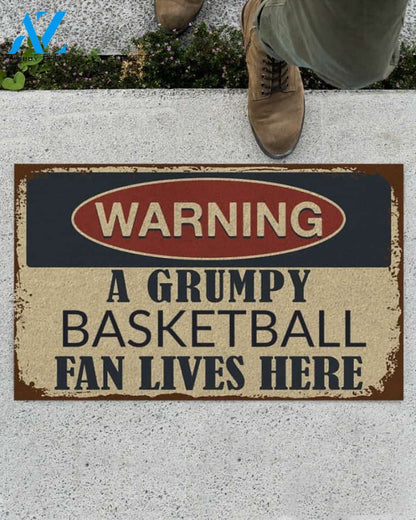 A Grumpy Basketball Fan Lives Here Funny Doormat Gift For Basketball Lovers Birthday Gift Home Decor Warm House Gift Welcome Mat