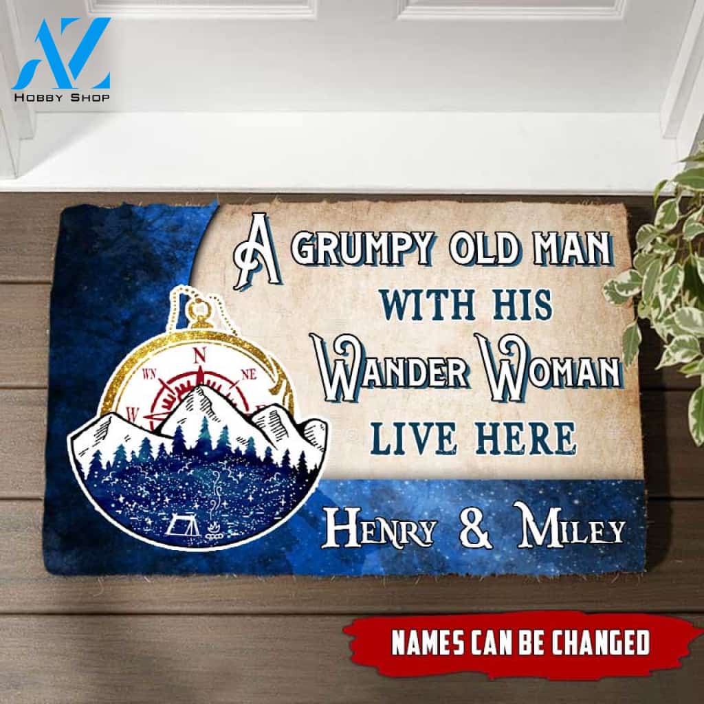 A Grumpy old man & his Wander woman Doormat Full Printing NLA-DVN001 | Welcome Mat | House Warming Gift