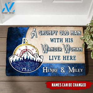 A Grumpy old man & his Wander woman Doormat Full Printing NLA-DVN001 | Welcome Mat | House Warming Gift